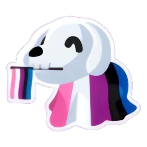 Наклейка с изображением собаки-призрака гендерной жидкости (Gender Fluid Ghost Dog Sticker) в Адопт Ми